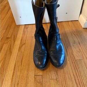 Frye Black Leather 3 Buckle Boots with zipper on inside. Size 8 B